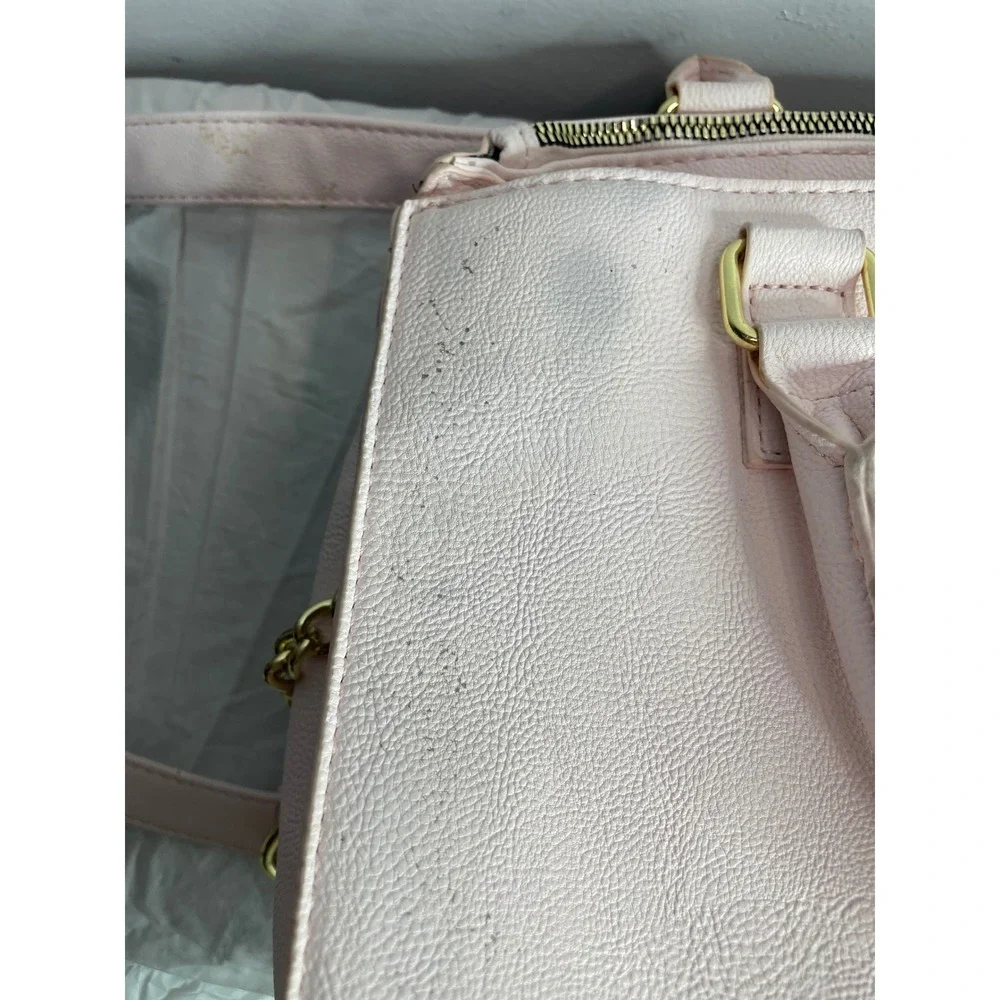 Betsey Johnson Pink Bow Studded Satchel Crossbody Bag Gold Hardware - Picture 6 of 8